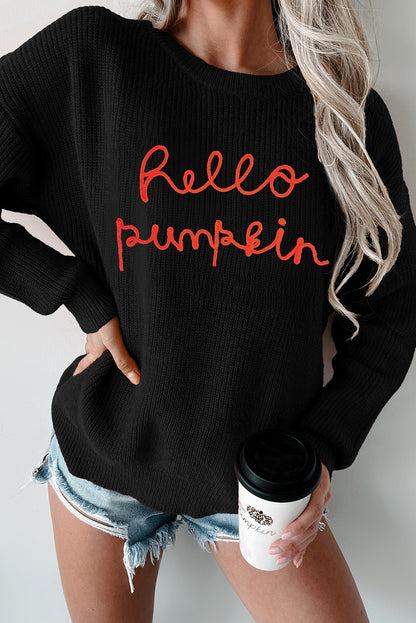 Hello Pumpkin Fall Casual Graphic Sweater