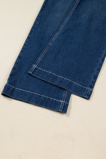 High Waist Flared Jeans with Stitched Pocket Detail