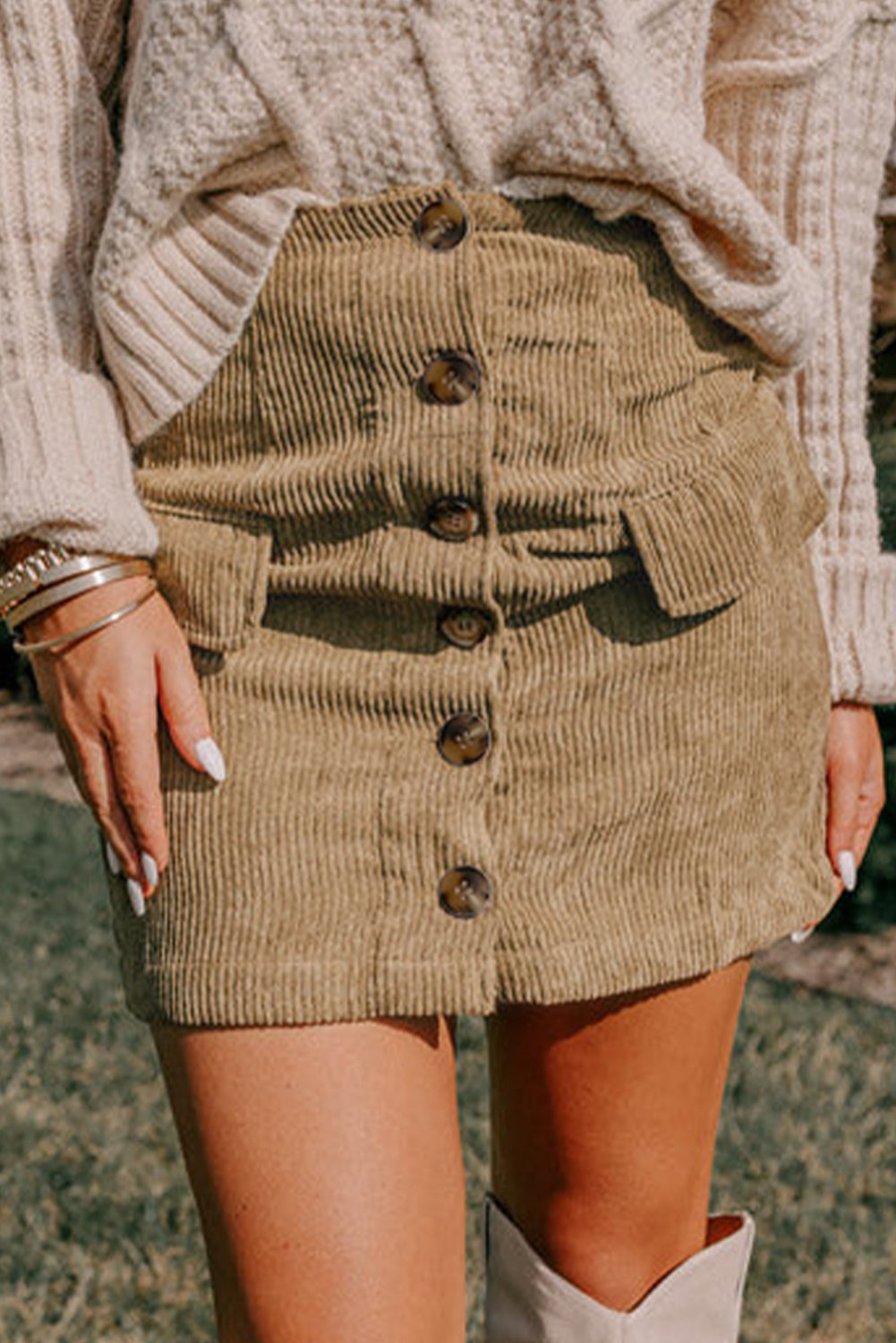 Corduroy High Waist Fall Streetwear Mini Skirt