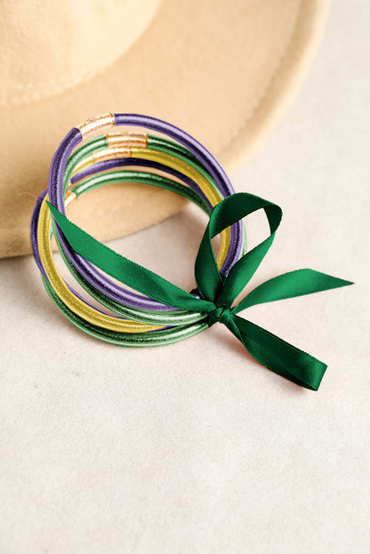 5pcs Glitter Jelly Bow Knot Ribbon Bracelet Set