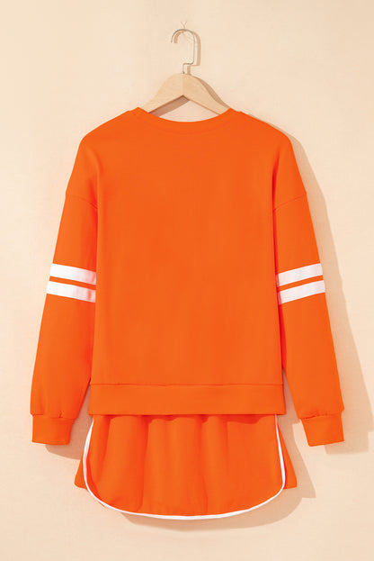 Varsity Stripe Pullover and Mini Skirt Two Piece Set