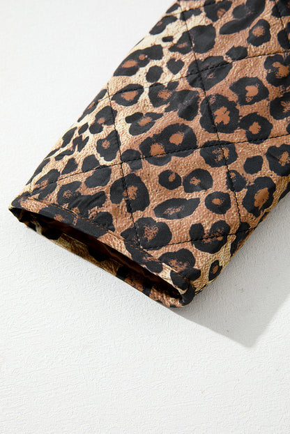 Leopard Quilted Tie Front Jacket for Women