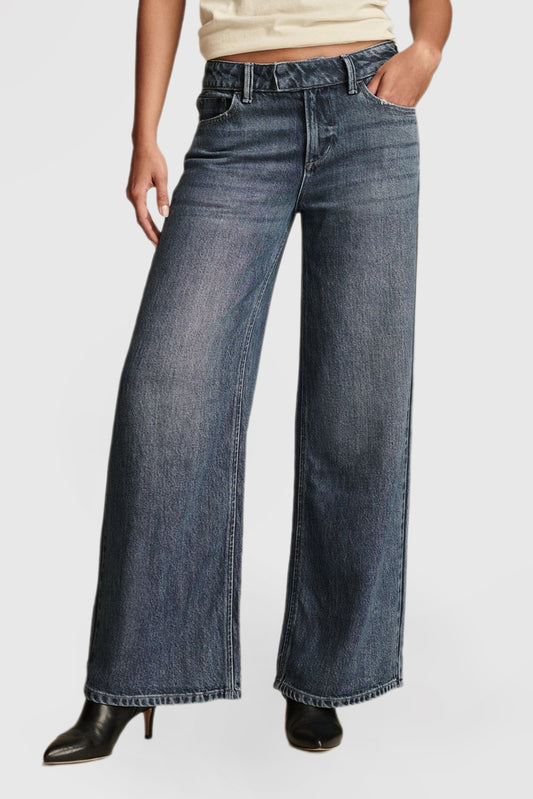 Wide-Leg Liquid Denim Luxe Palazzo Pants