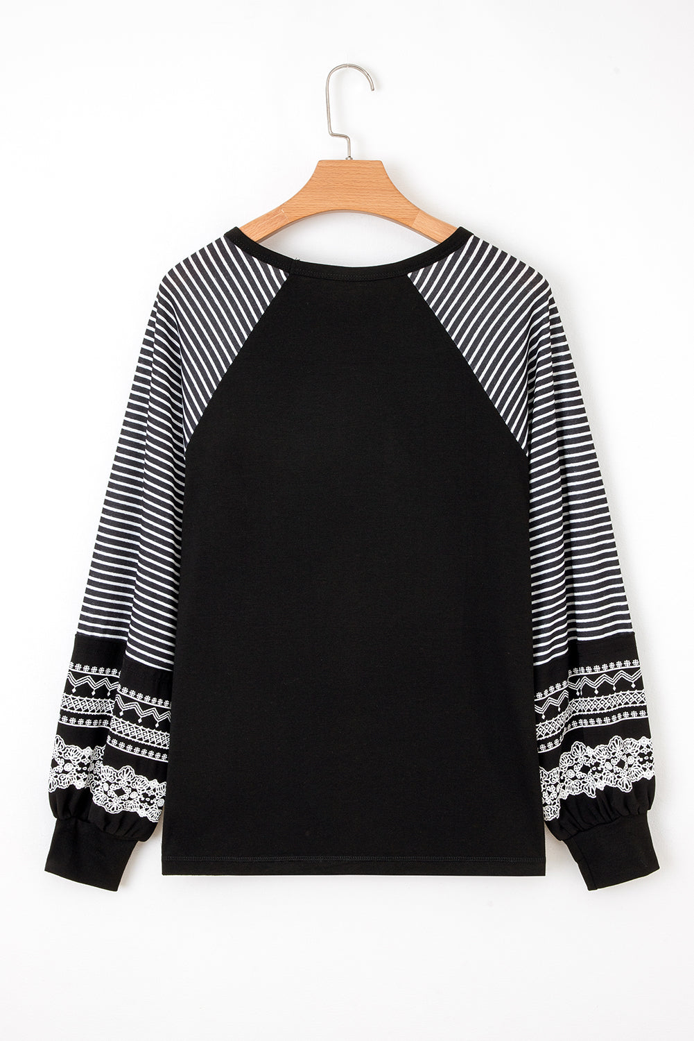 Contrast Print Striped Raglan Long Sleeve Loose Top