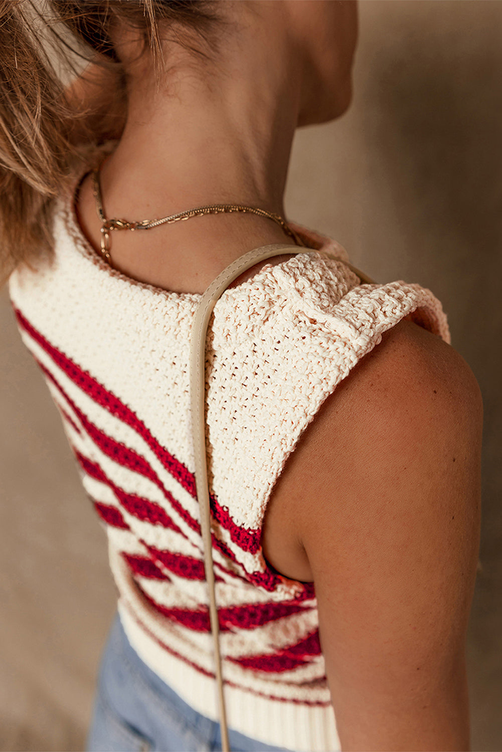 Textured Knit Ribbed Hem Sweater Tank Top