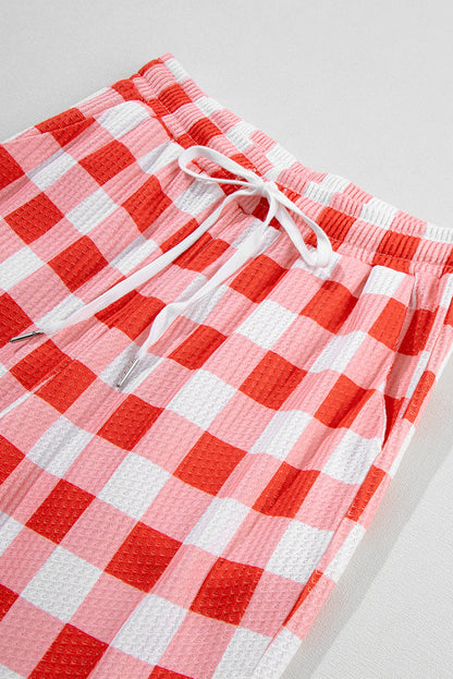 Christmas Claus Graphic Top Plaid Pants Lounge Set