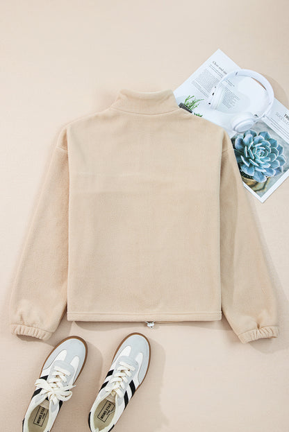 Parchment Fleece Colorblock Zipped Neck Pullover Sweatshirt