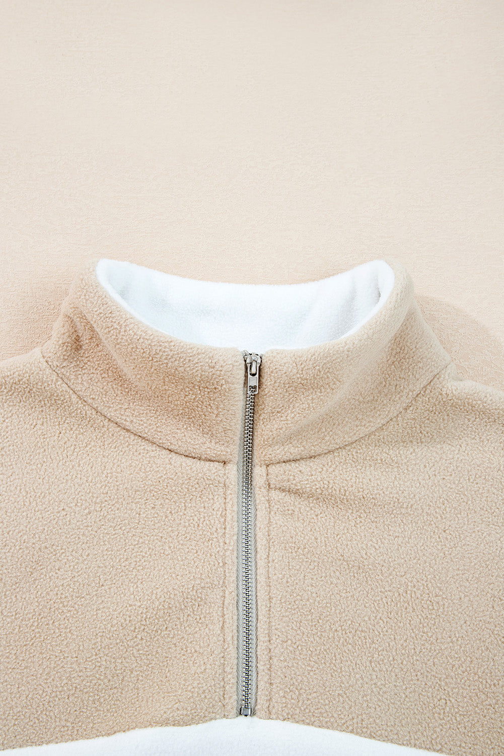 Parchment Fleece Colorblock Zipped Neck Pullover Sweatshirt