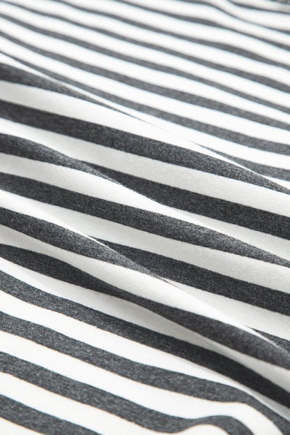 Gray Stripe Knit Top with Star Patch Detail
