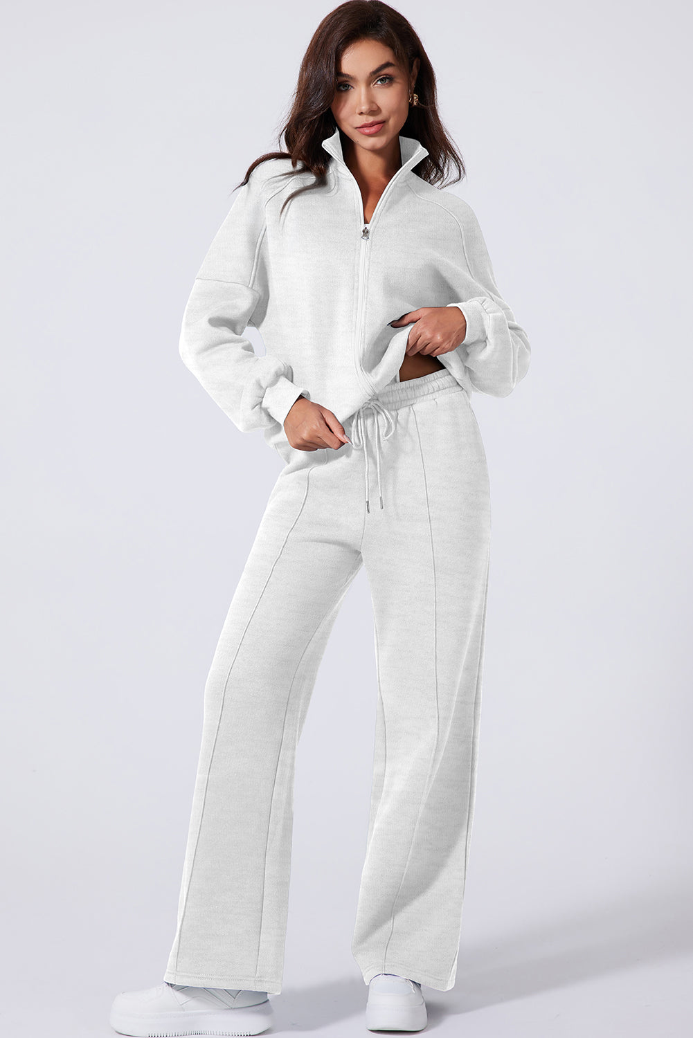 Fall Active Zip Up Jacket and Drawstring Pants Set