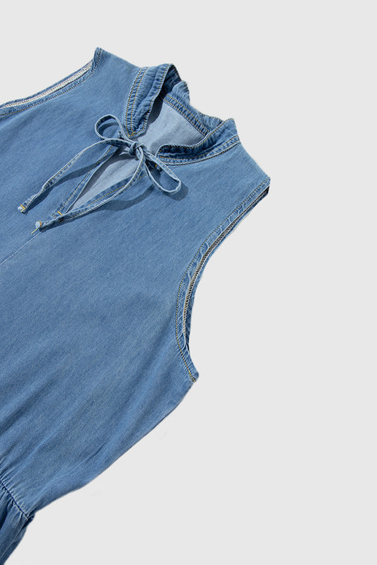 Sleeveless Tiered Chambray Maxi Dress