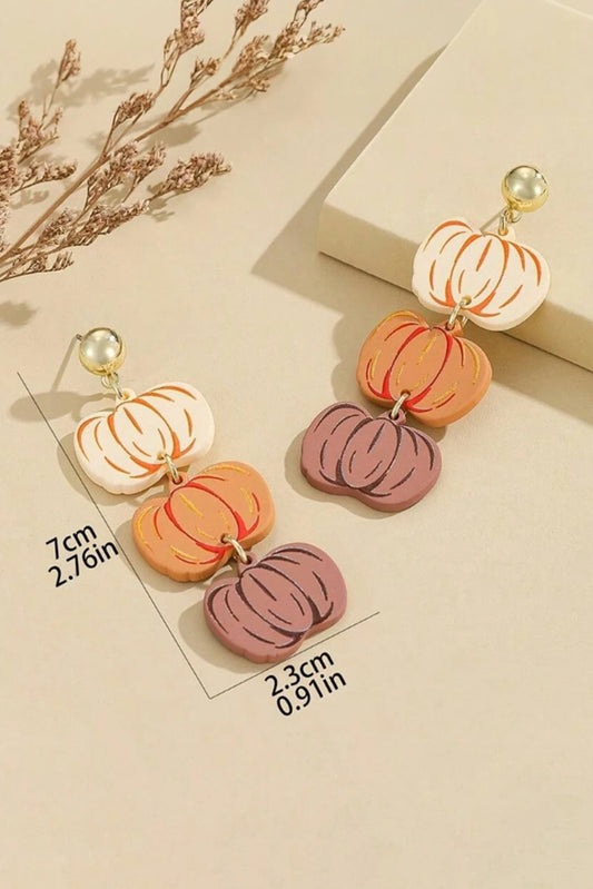 Acrylic Pumpkin Dangle Fall Statement Earrings