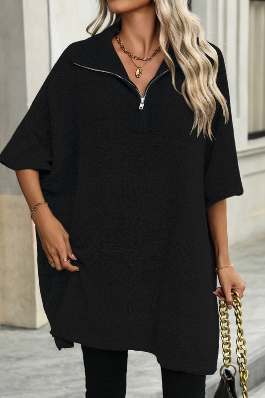 Half-Zip Knit Pullover Sweater with Collar