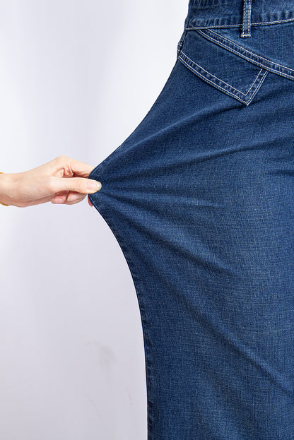 High Waist Flared Jeans with Stitched Pocket Detail