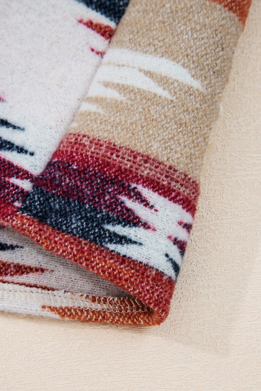 Multicolor Western Aztec Striped Raw Hem Shacket
