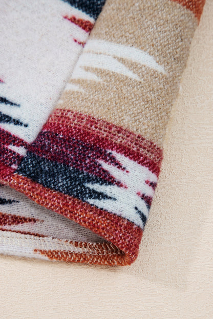 Multicolor Western Aztec Striped Raw Hem Shacket