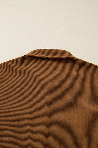 Corduroy Button Up Collared Plus Size Shirt Dress