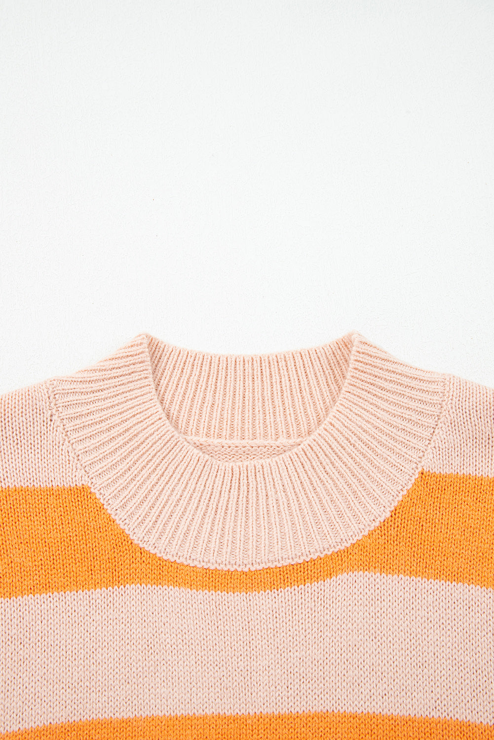 Stripe Color Block High Neck Drop Shoulder Cozy Sweater