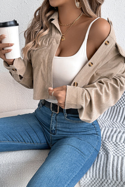 Corduroy Cropped Button Down Shacket | Casual Fall Jacket