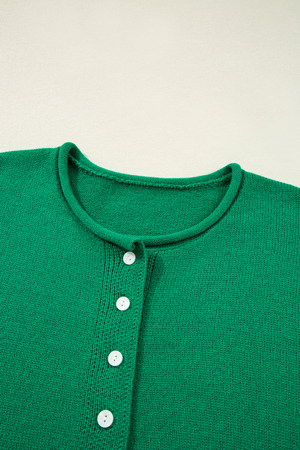 Bright Green Knit Button Front Drop Shoulder Cardigan