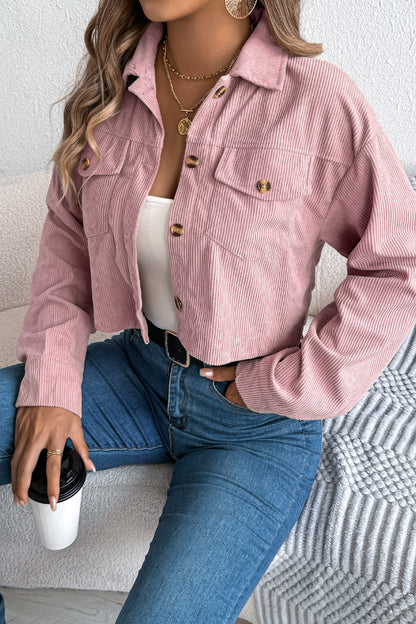 Corduroy Cropped Button Down Shacket | Casual Fall Jacket