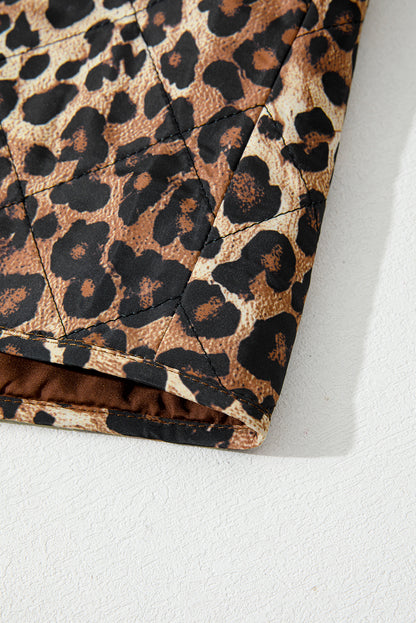 Leopard Quilted Tie Front Jacket for Women