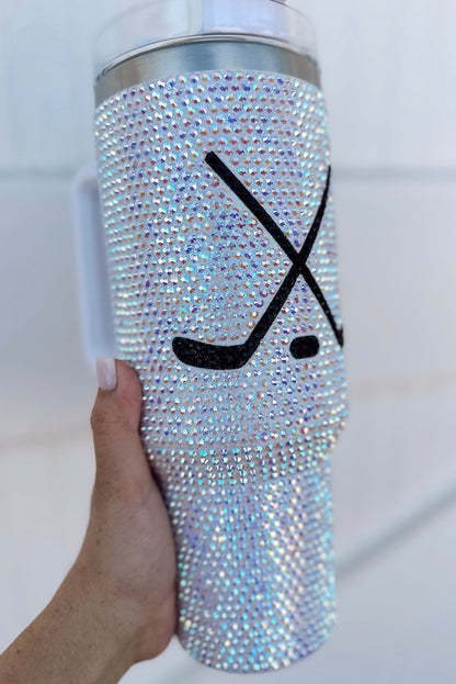 Rhinestone Bling Hockey Mug Tumbler with Handle