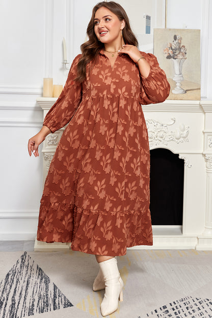 Cinnamon Plus Size Floral Ruffle Hem Long Dress
