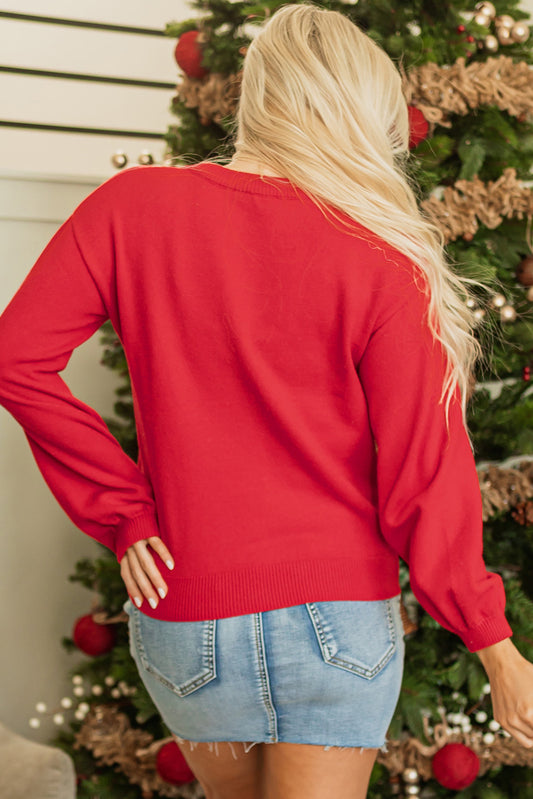 Pearl Beaded Merry Christmas Holiday Sweater