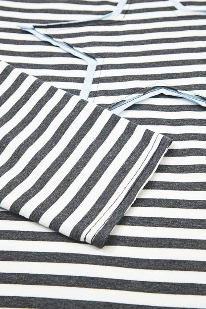 Gray Stripe Knit Top with Star Patch Detail