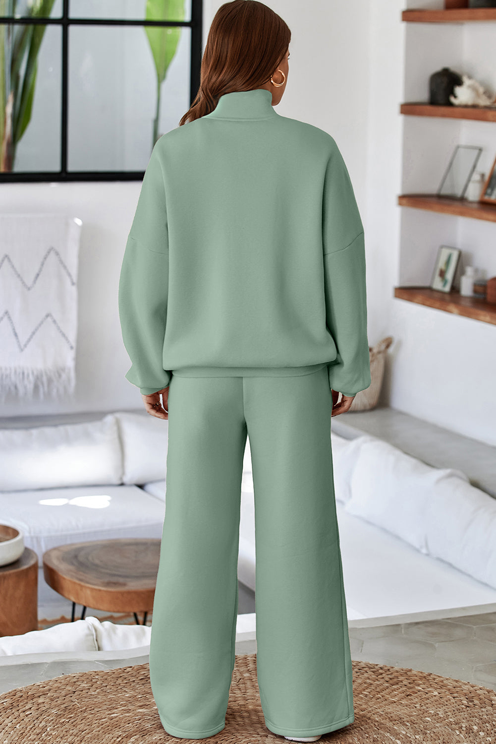 Fall Active Zip Up Jacket and Drawstring Pants Set