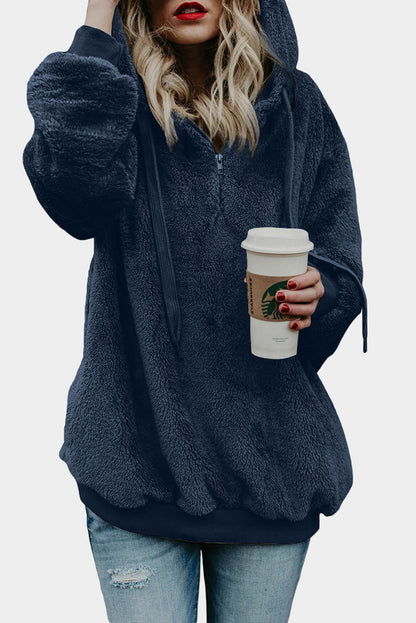 Cozy Furry Sherpa Pullover Hoodie Sweatshirt