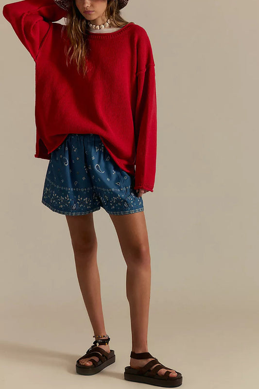 Oversized Knit Pullover Crewneck Sweater