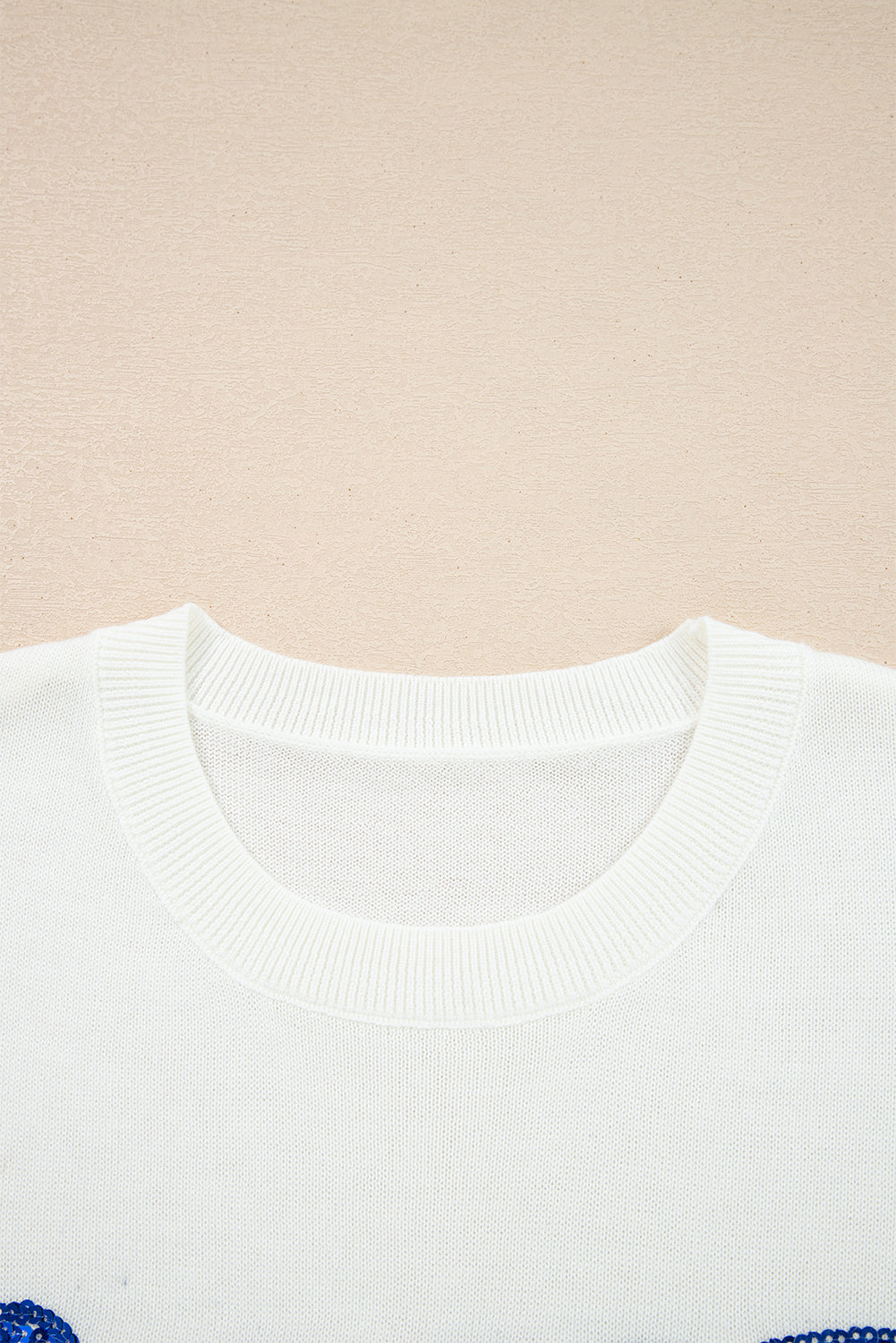 White Sequin GAME DAY Graphic Round Neck Sweater