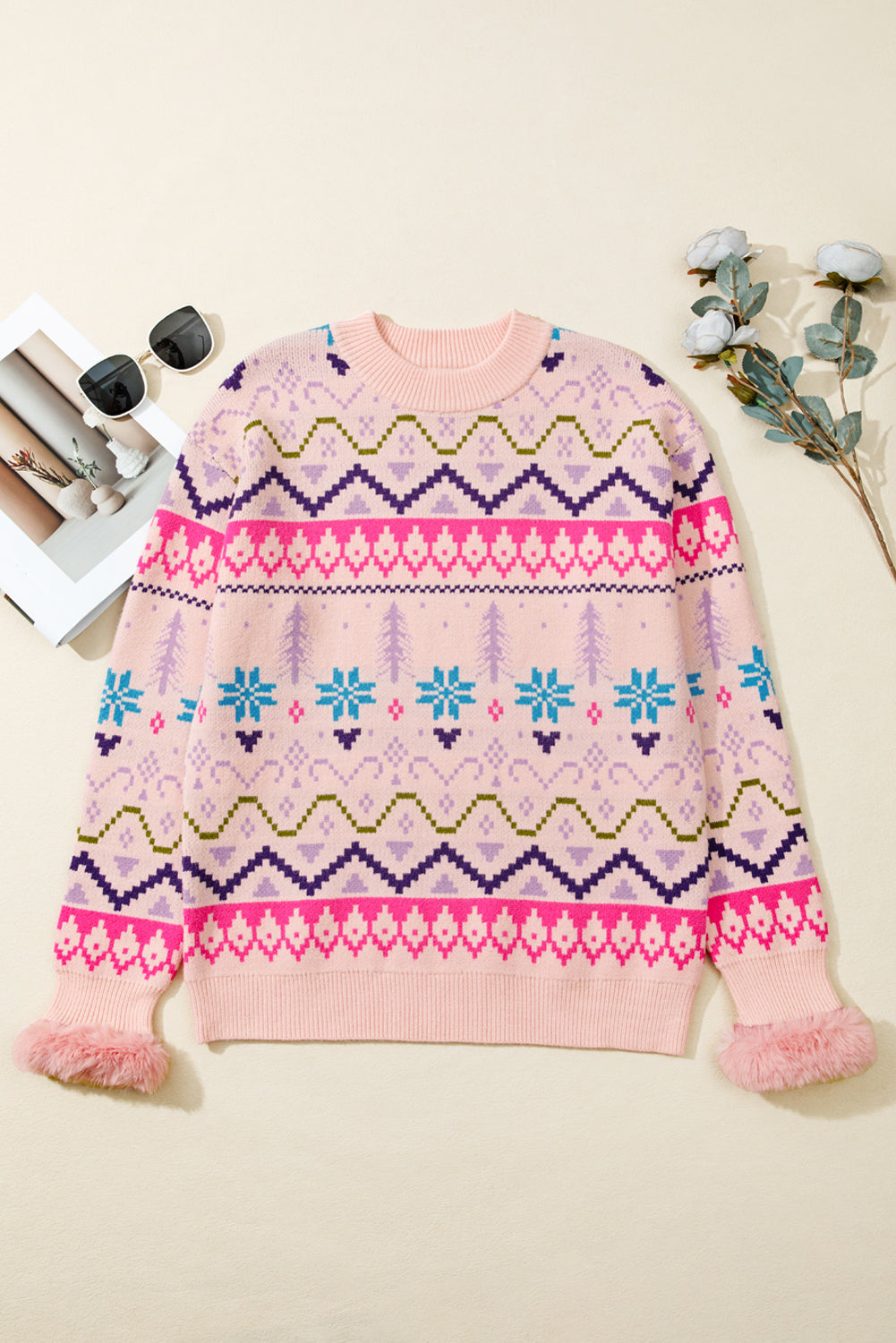 Wholesale Multicolor Christmas Snowflake Knit Sweater