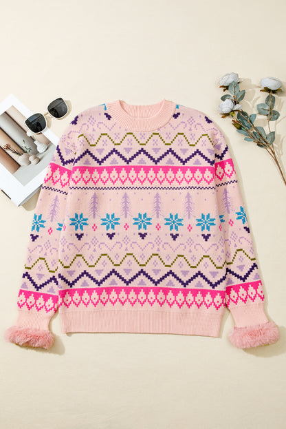 Wholesale Multicolor Christmas Snowflake Knit Sweater