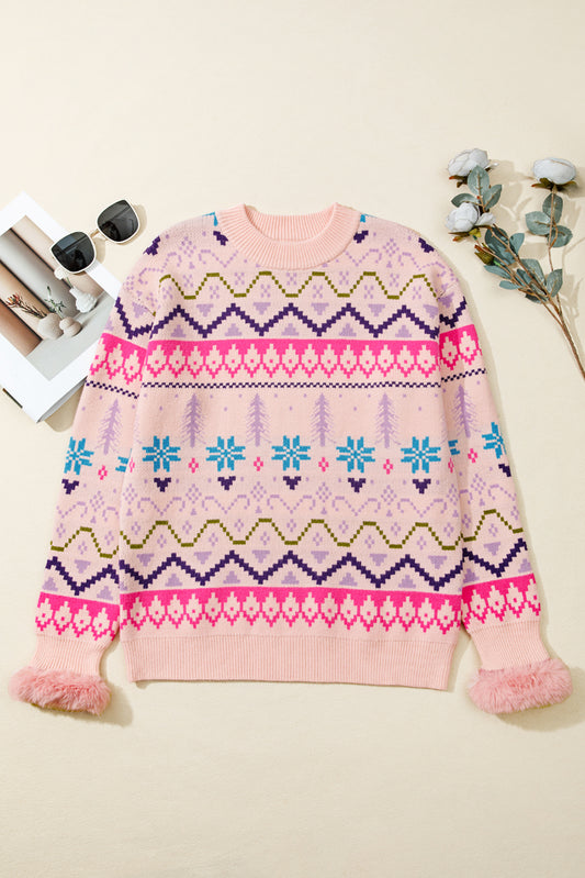 Wholesale Multicolor Christmas Snowflake Knit Sweater