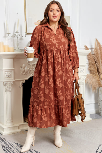 Cinnamon Plus Size Floral Ruffle Hem Long Dress