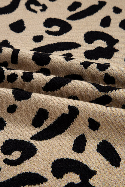 Leopard Print Lace Detail Long Sleeve Sweater