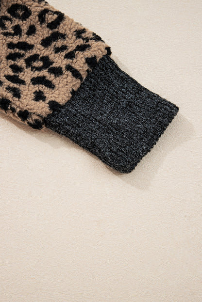 Leopard Zip Up Stand Collar Fall Jacket
