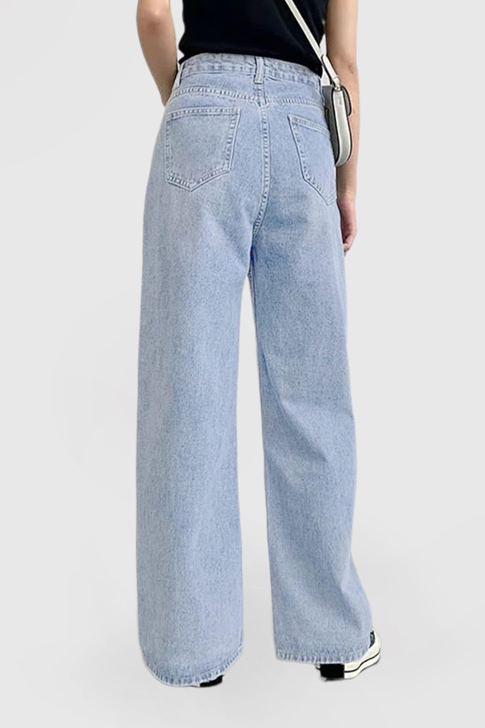 Women's High Waisted Loose Jeans Stretch Zipper Wide Leg Pants