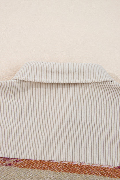 Multicolor Western Aztec Striped Raw Hem Shacket
