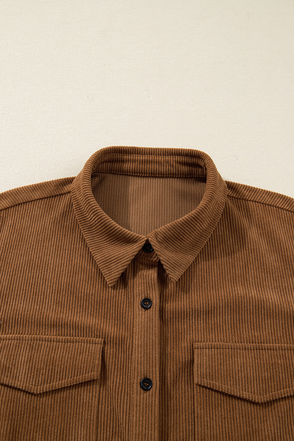 Corduroy Button Up Collared Plus Size Shirt Dress