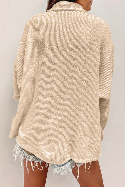 Corduroy Buttoned Long Sleeve Shacket