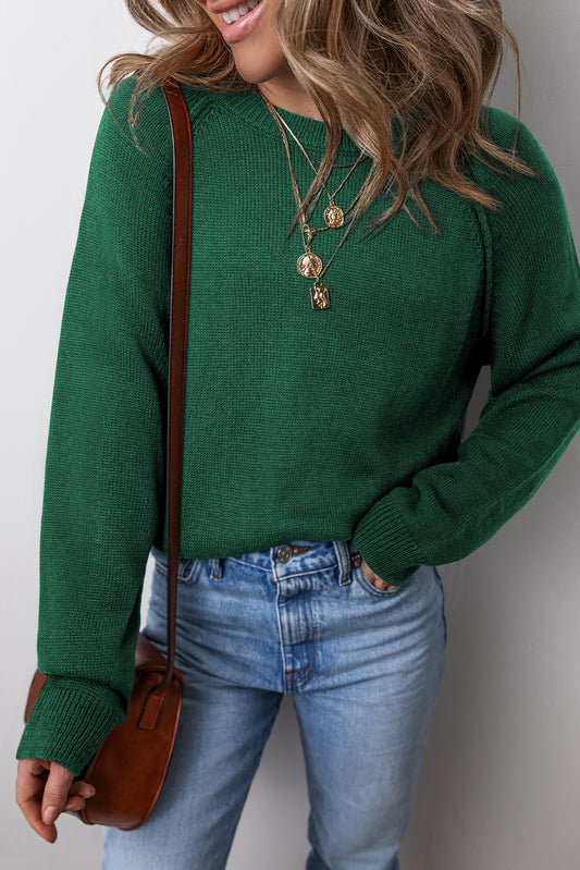 Evergreen Crew Neck Sweater for Thanksgiving Fall