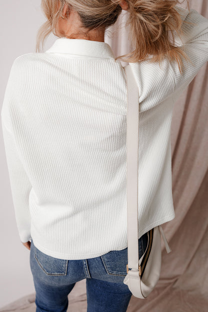 Corduroy Buttoned Long Sleeve Shacket