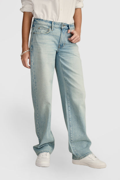 Casual Comfortable Straight Leg Jeans Blue