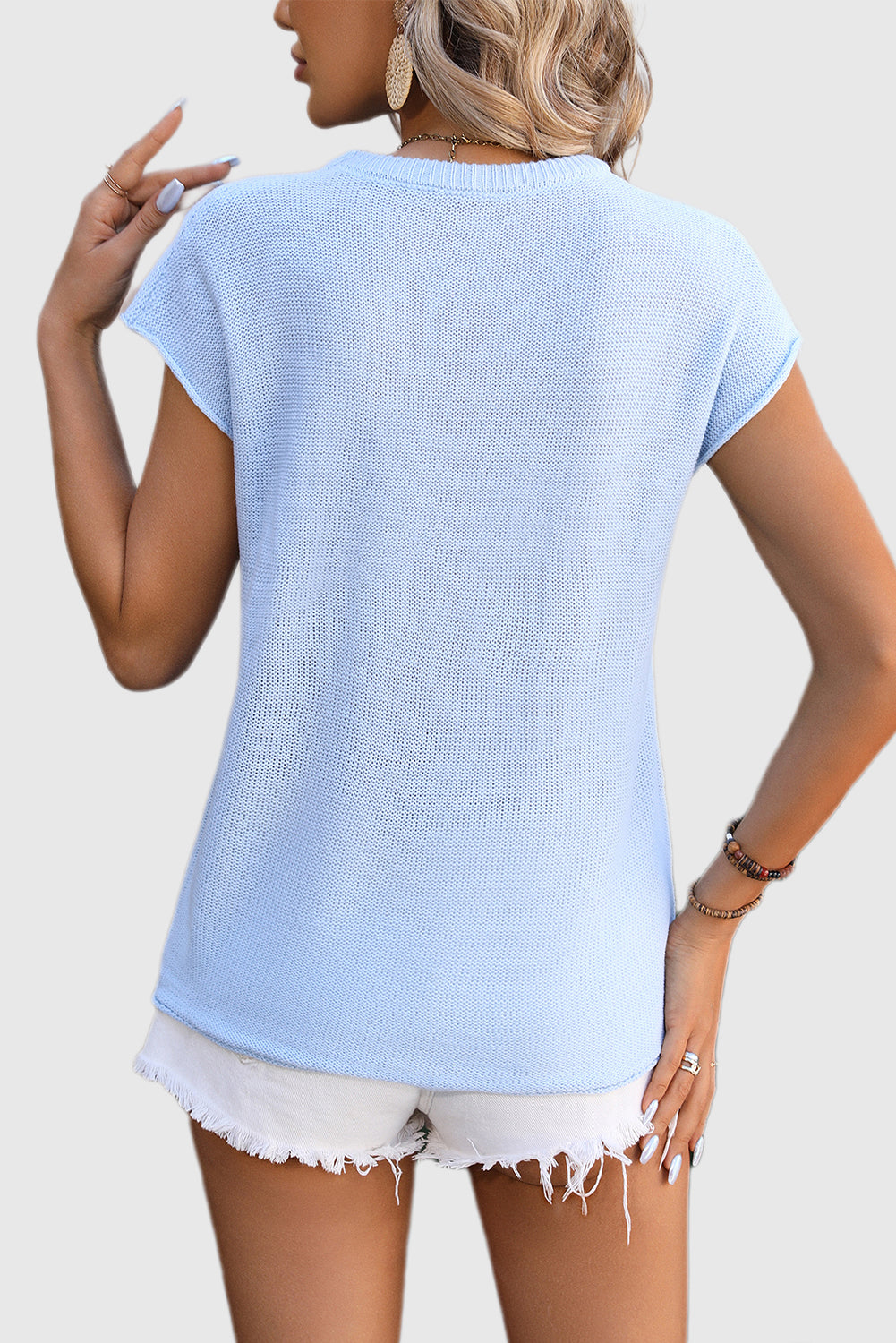 Crewneck Top, Knitted Chunky Needle Casual Sweater