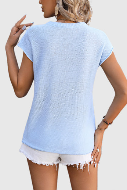 Crewneck Top, Knitted Chunky Needle Casual Sweater