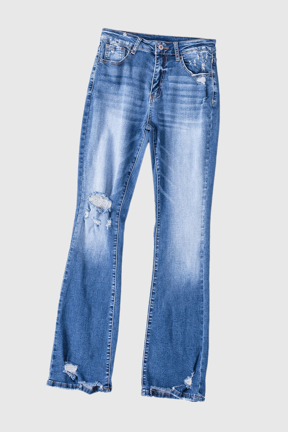 Blue Embossed Fashion Casual Women's Jeans